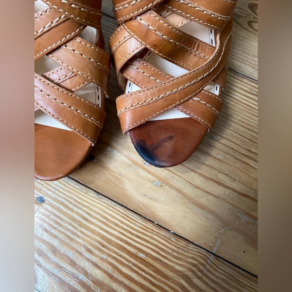 Coach cage strappy gladiator style tan leather heels double ankle strap size 9 - Picture 9 of 11